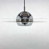 1970's ufo chrome & lacquered metal space age pendant, Italy