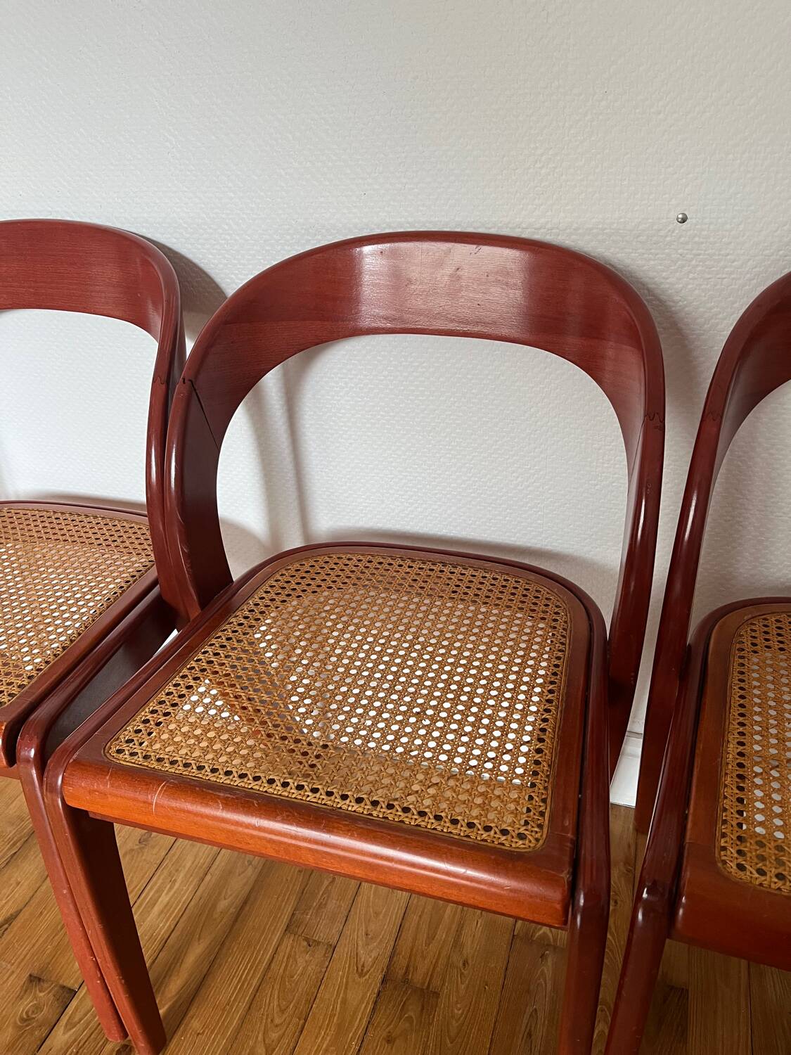 Set of 4 Baumann caned gondola chairs