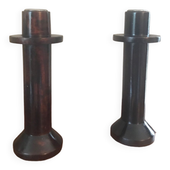 Pair of wooden candlesticks