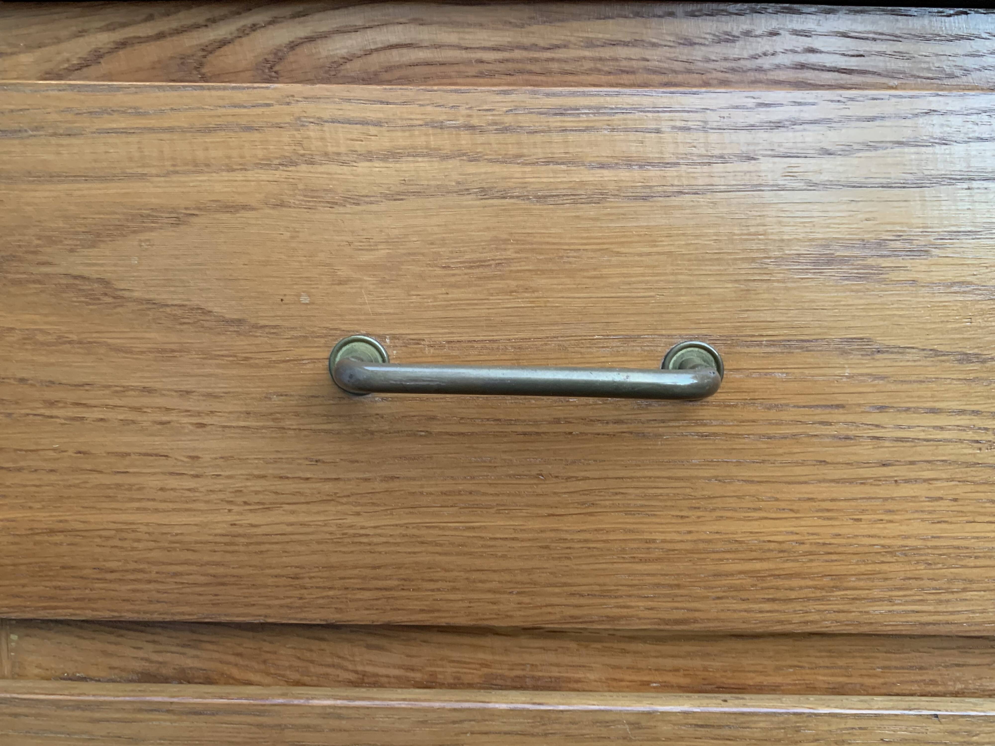 Vintage chest of drawers with compass feet, oak, original patina, 1950s