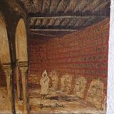 Oil painting on canvas of the courtyard of the pasha's mosque in Oran 1948