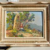 Fortuné Car (1905-1970) painting of a Provençal landscape, oil on canvas.