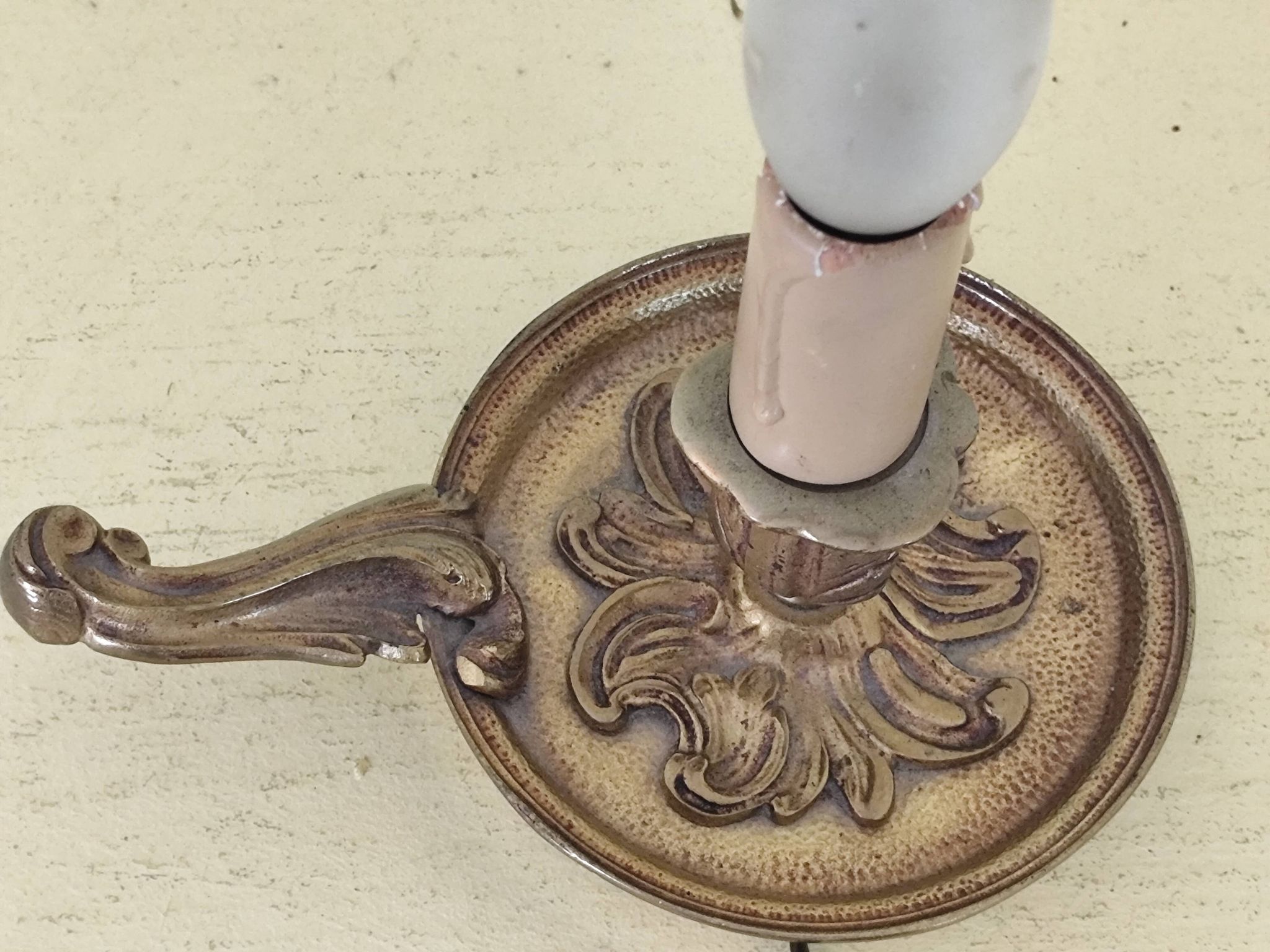 Lampe de chevet  en bronze - bougeoir  à main