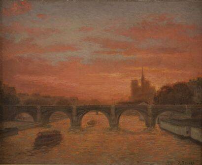 P. Druard: Sunset over Paris and Notre-Dame