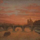 P. Druard: Sunset over Paris and Notre-Dame