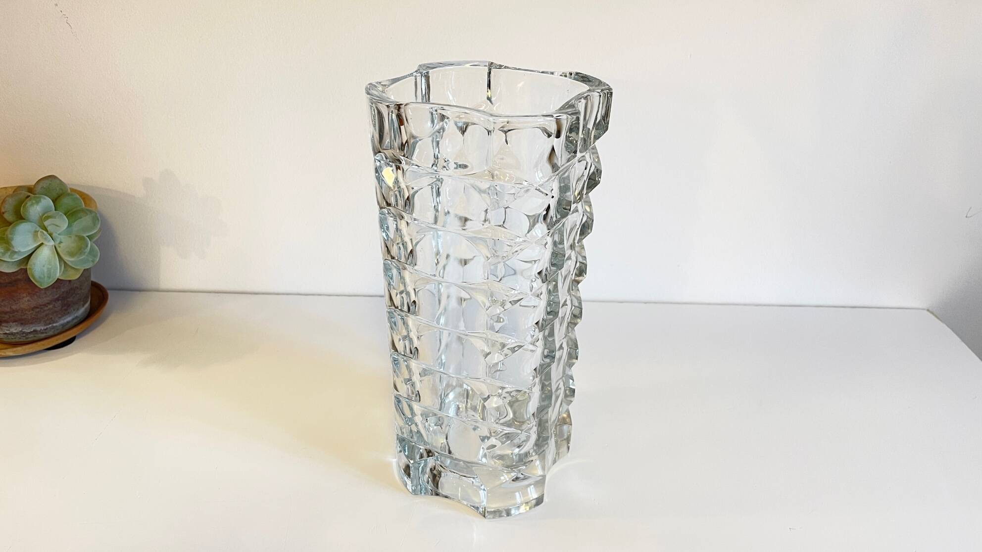 Geometric semi-crystal vase 1950s