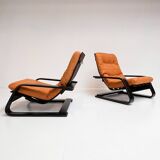 Reupholstered cognac coloured lounge chair, 1960s