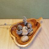 Empty wooden pocket in the shape of a vintage pear