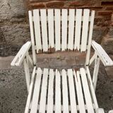 Five wooden garden armchairs