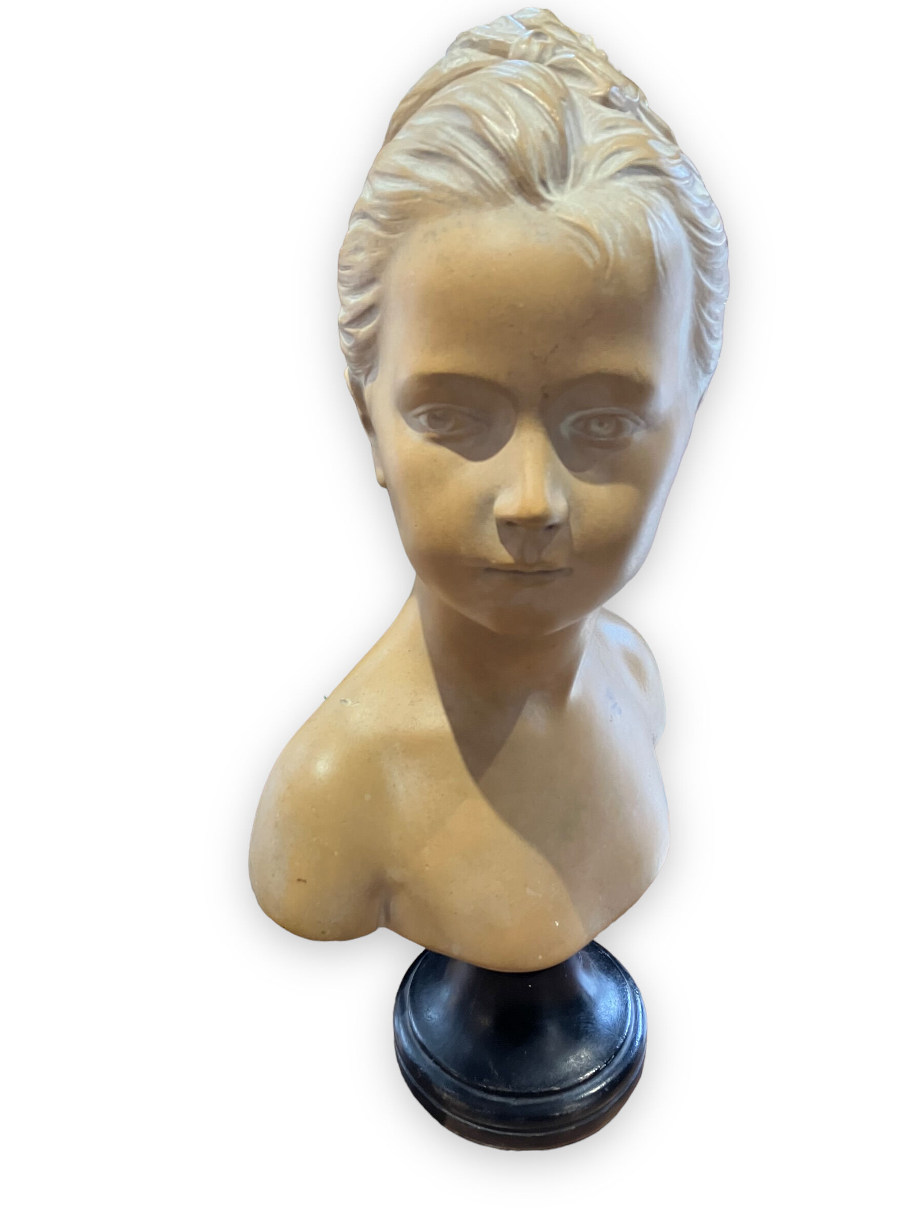 Bust of louise brongniart in patinated plaster after houdon