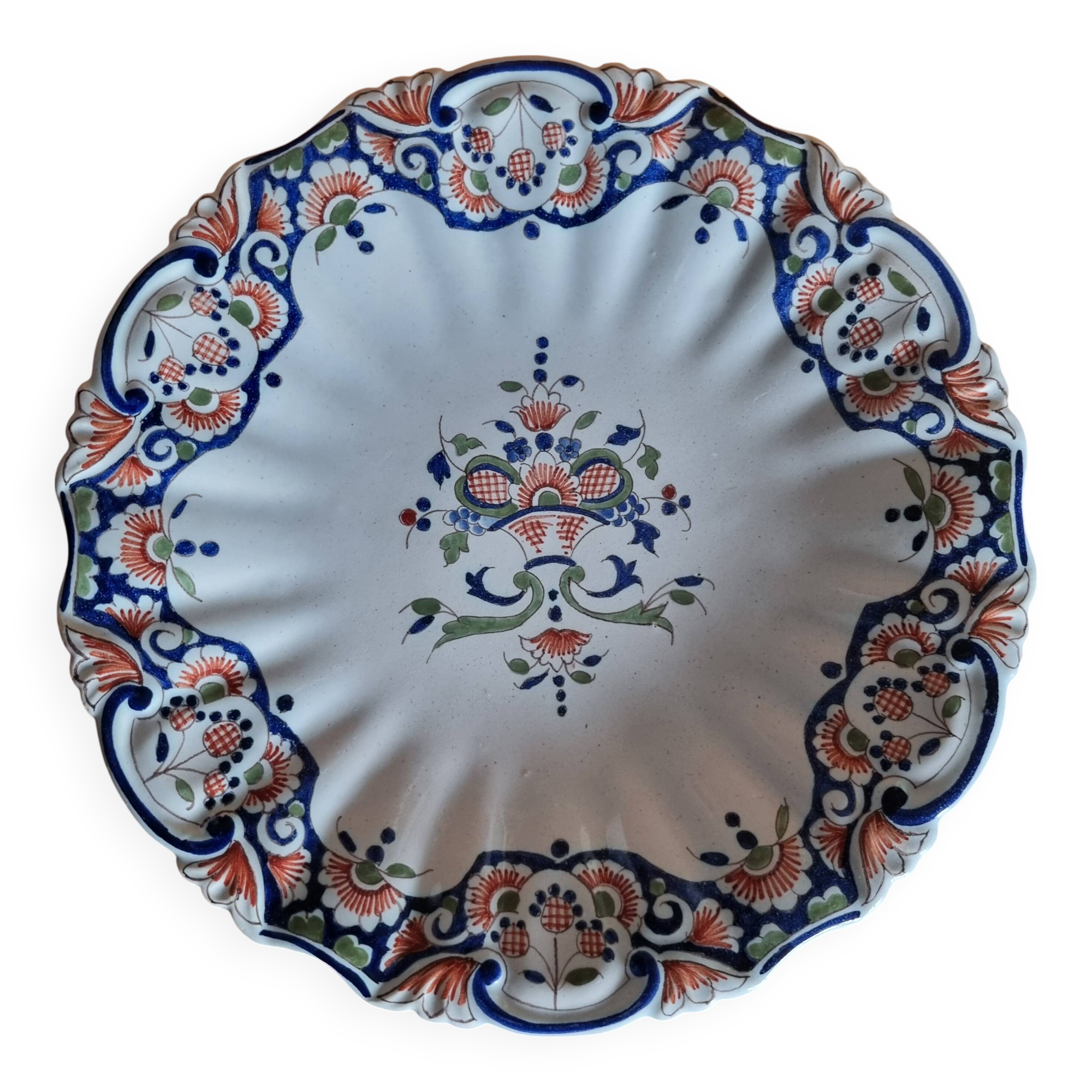 Antique Lisieux earthenware plate with Old Rouen decor