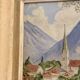 Watercolour Painting of a Village by the Lake Charpentier Mountain