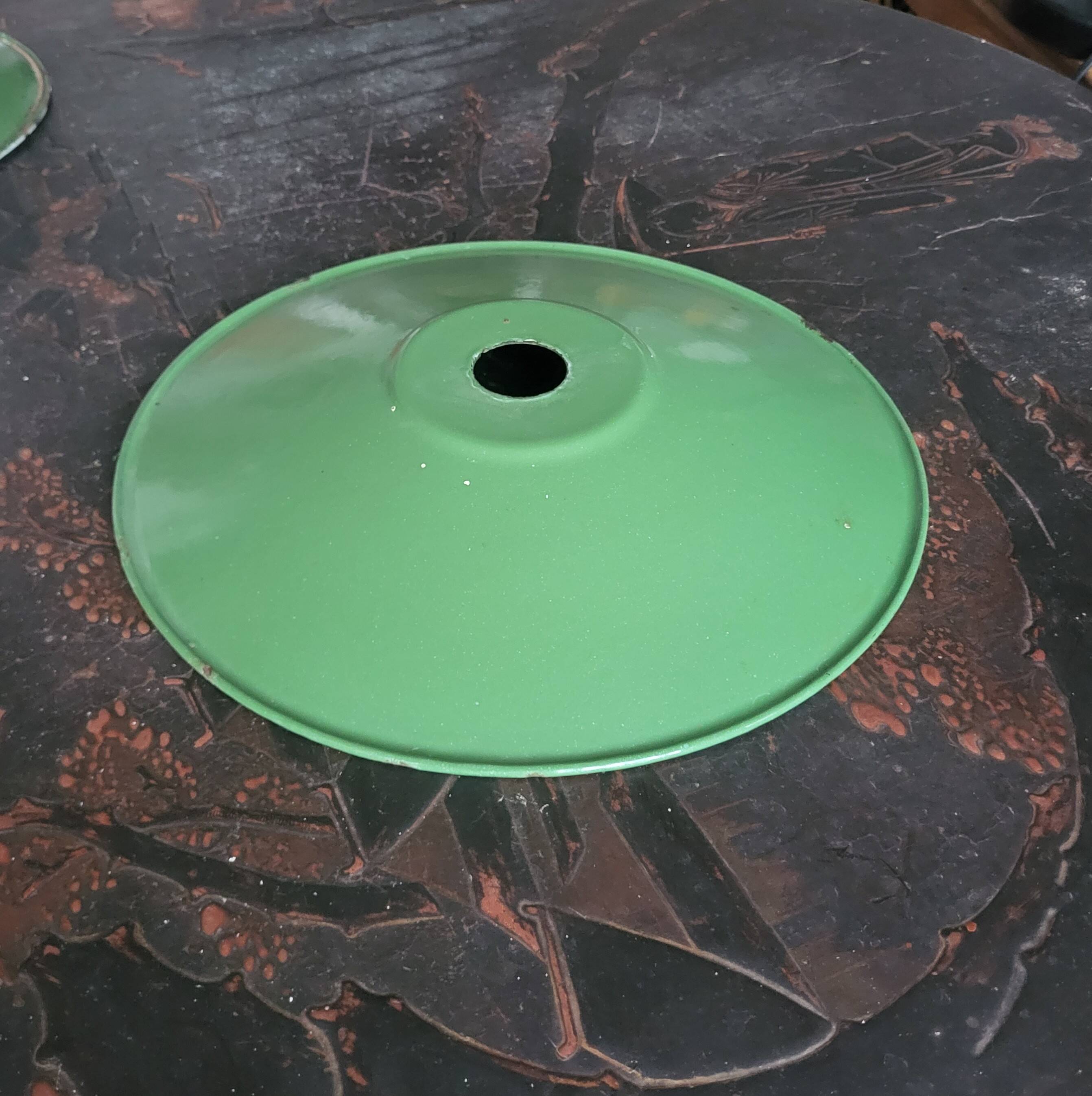 Green enameled sheet metal lampshade
