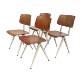 Lot of 4 vintage school chairs Galvanitas S16 Netherlands