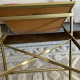 Set of 2 folding opera chairs in red velvet and brass