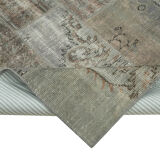 Hand-Knotted Turkish Vintage 202 cm x 300 cm Grey Patchwork Rug