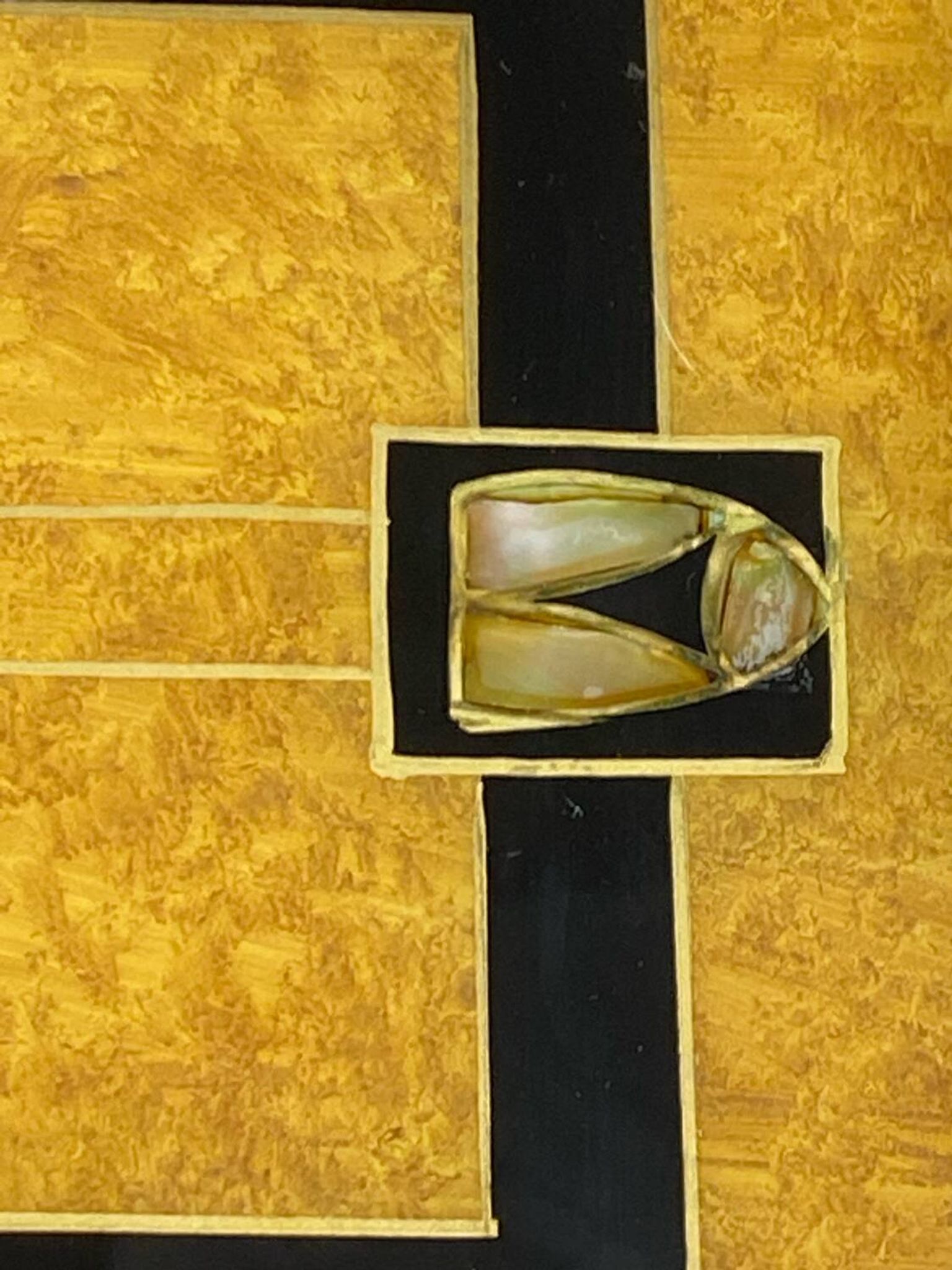 Plateau en marqueterie bois et nacre