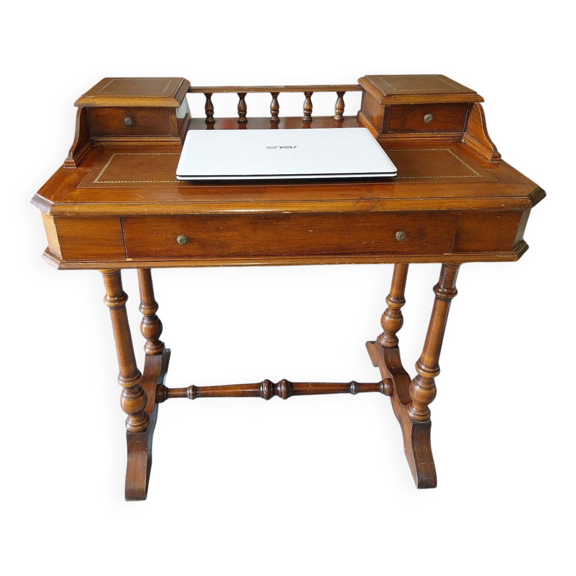 19th-century oak and leather desk