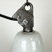 Suspension industrielle en émail gris d’usine de Zaos, années 1960