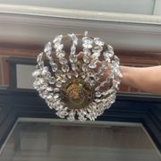Crystal and brass chandelier pendants