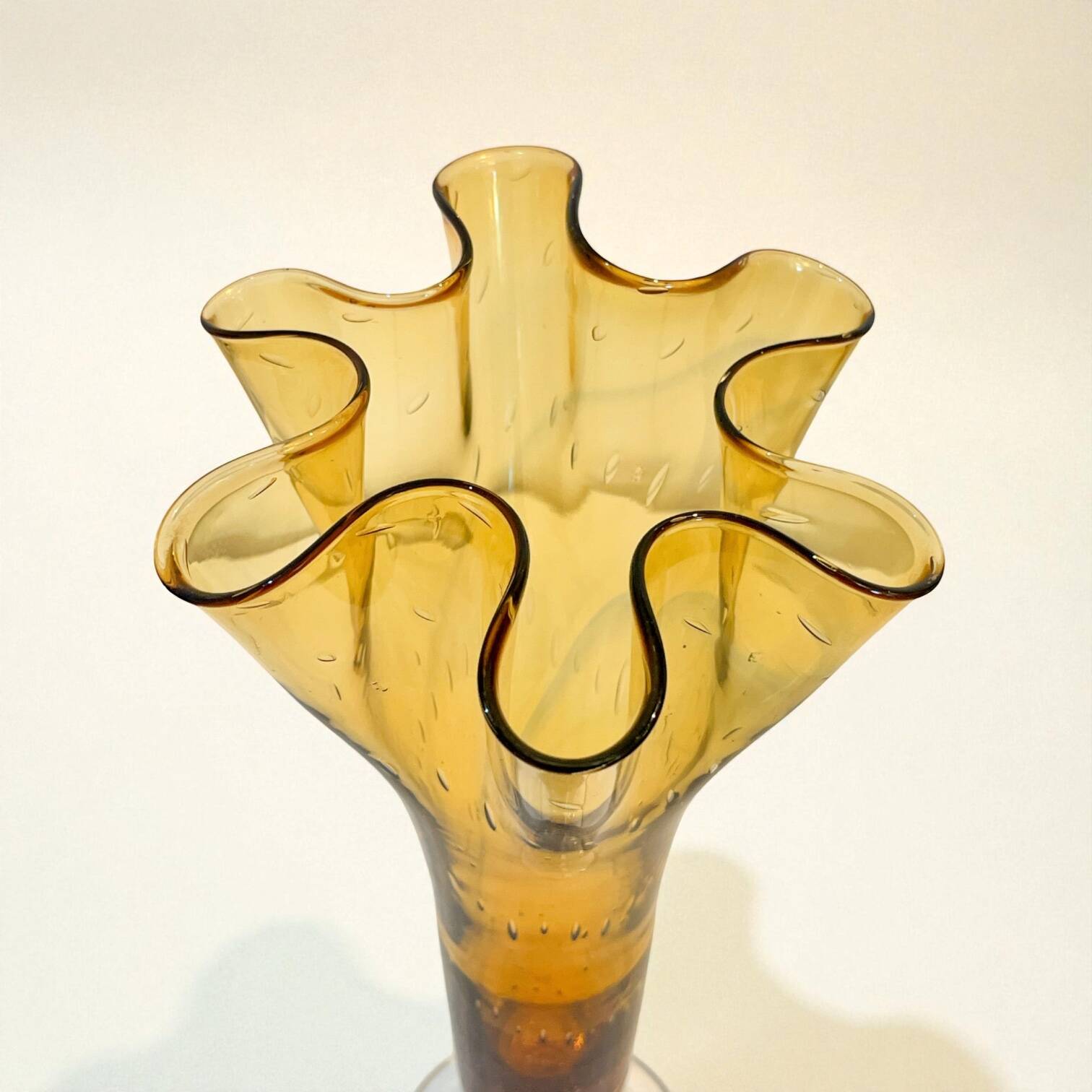 XXL - Large Murano glass vase sommerso yellow amber vintage 1960-70