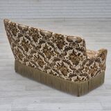 1960s, Danish 2-seater sofa, brown/beige furniture fabric, ash wood legs.