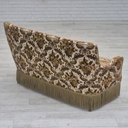 1960s, Danish 2-seater sofa, brown/beige furniture fabric, ash wood legs.