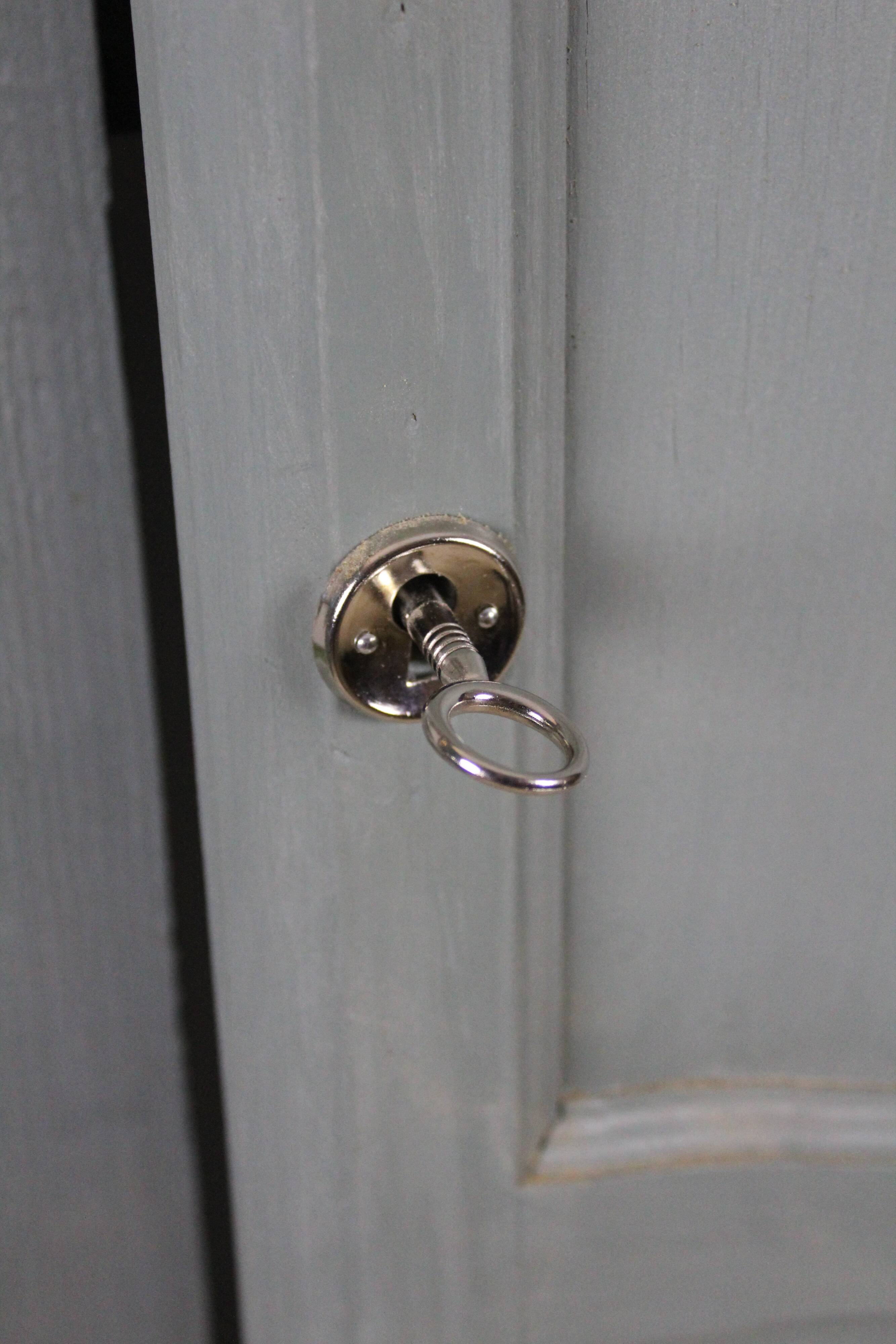 Renovated Parisian wardrobe – sage green with white patina