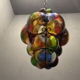 Suspension en fer forgé multicolore en verre de Murano, années 1950