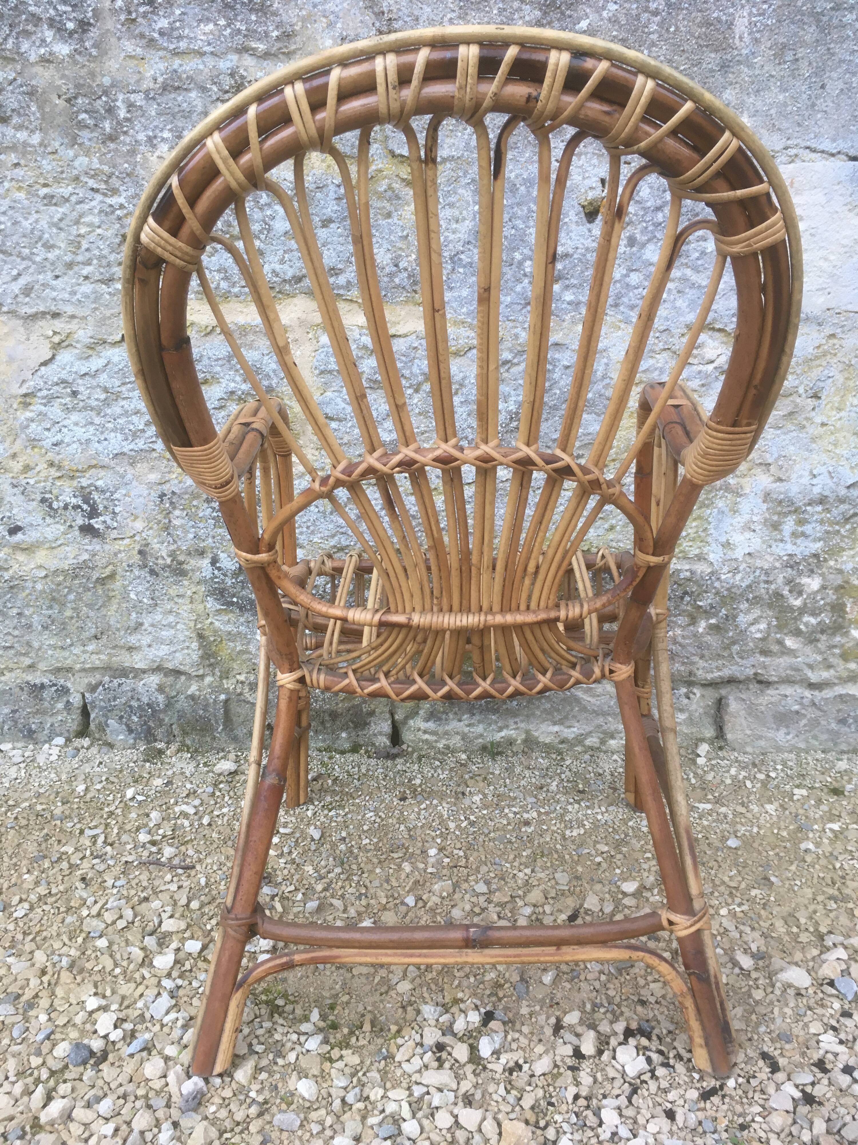 2 armchairs in old rattan