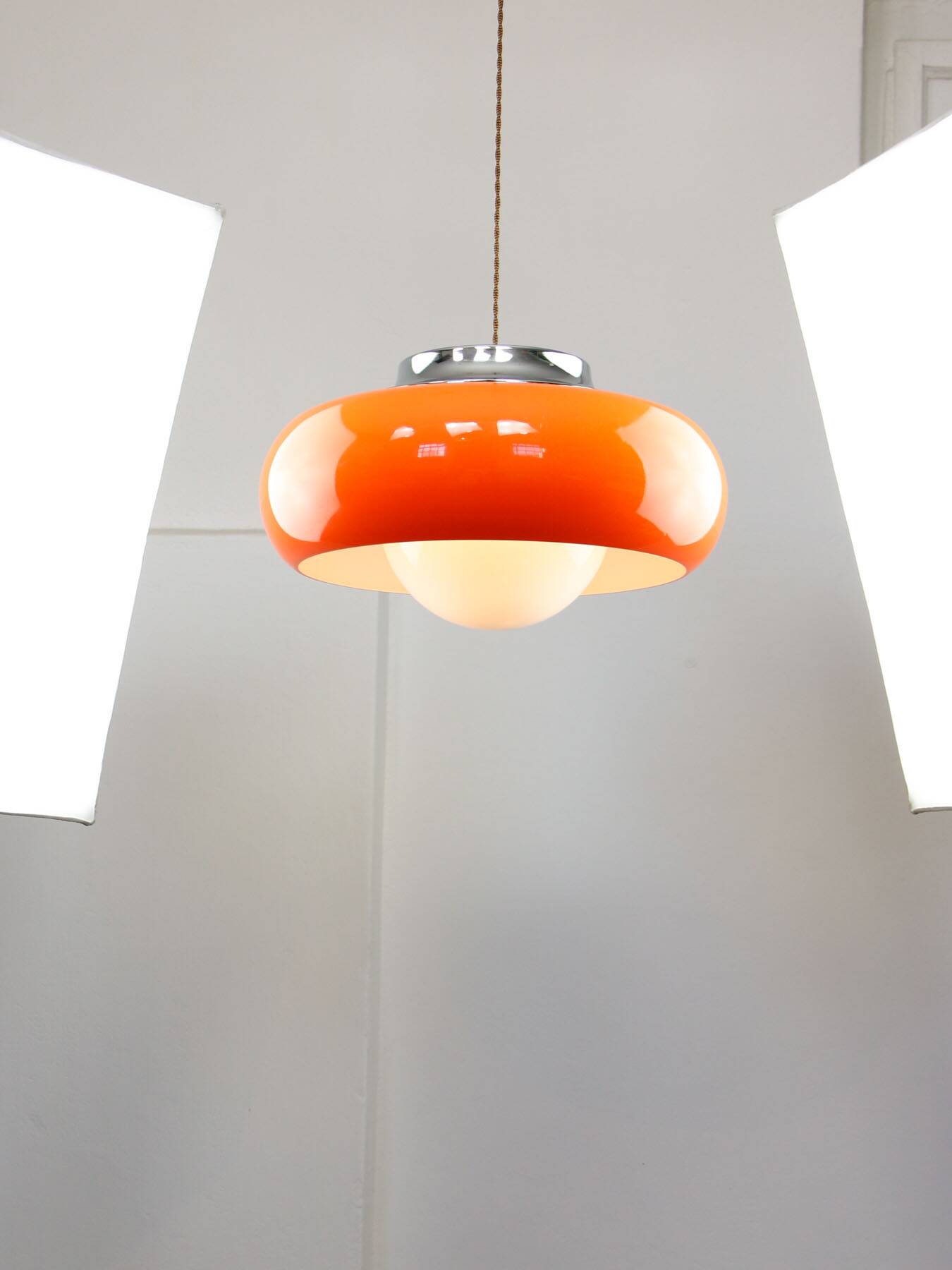 Large Space Age Model Best Pendant from Guzzini in Orange, 1970s