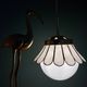 Globe pendant light and vintage lampshade in opaline and mother-of-pearl