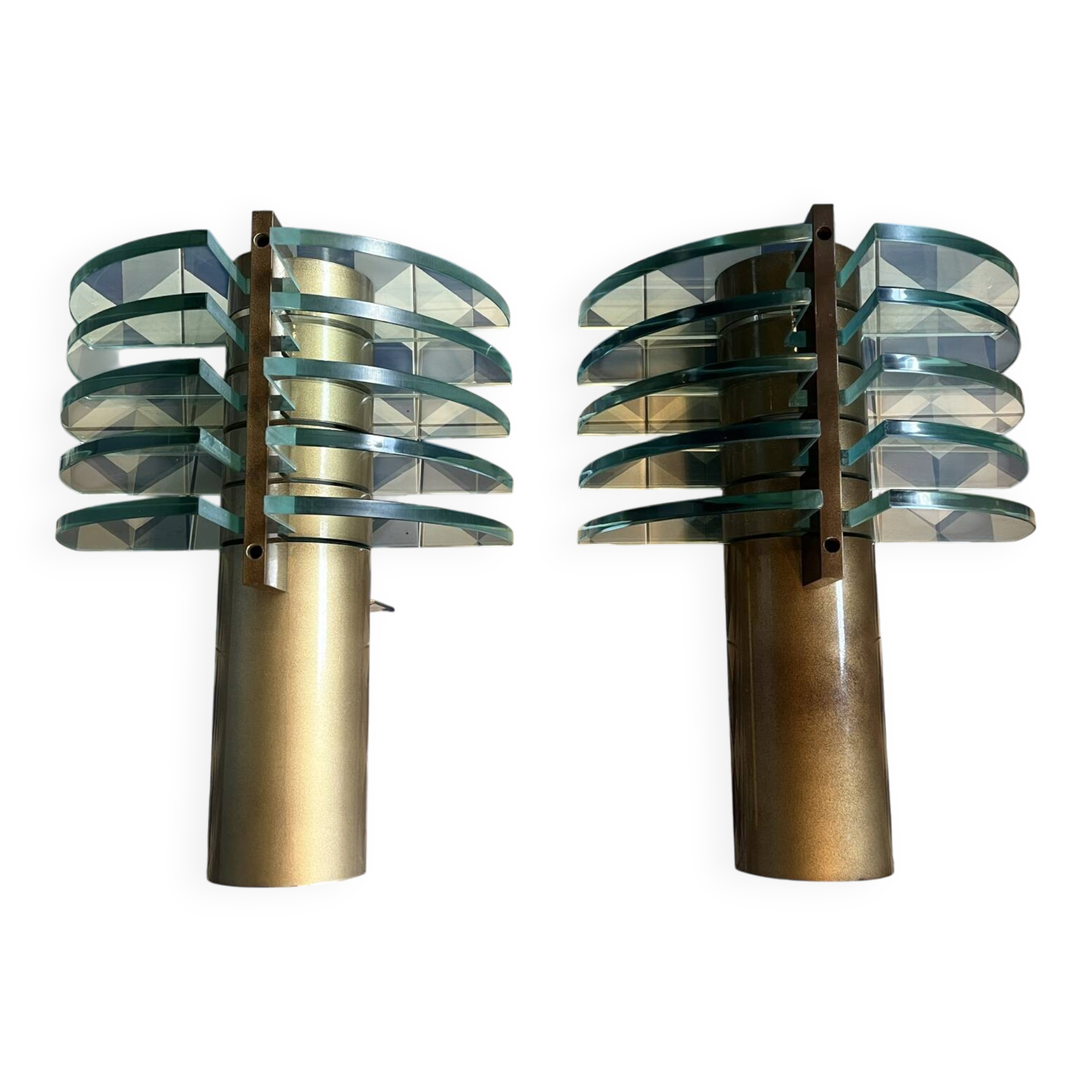 Paire d’applique 1980 en verre trempé