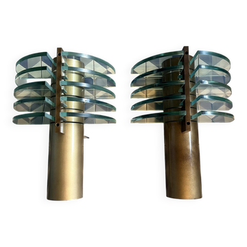 Paire d’applique 1980 en verre trempé