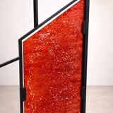Mid-century modern geometric room divider with textured coloured glass, 1970s–1980s