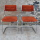 Pair of orange velvet chairs Roche Bobois 70s