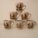 Set of 6 stoneware coffee cups, flower motif