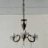 Small gilded bronze chandelier and pendants