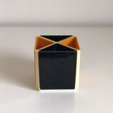Black and orange plastic compartment pencil pot, 1970