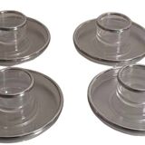 4 acrylic egg cups with silver edging Guzzini vintage 70s
