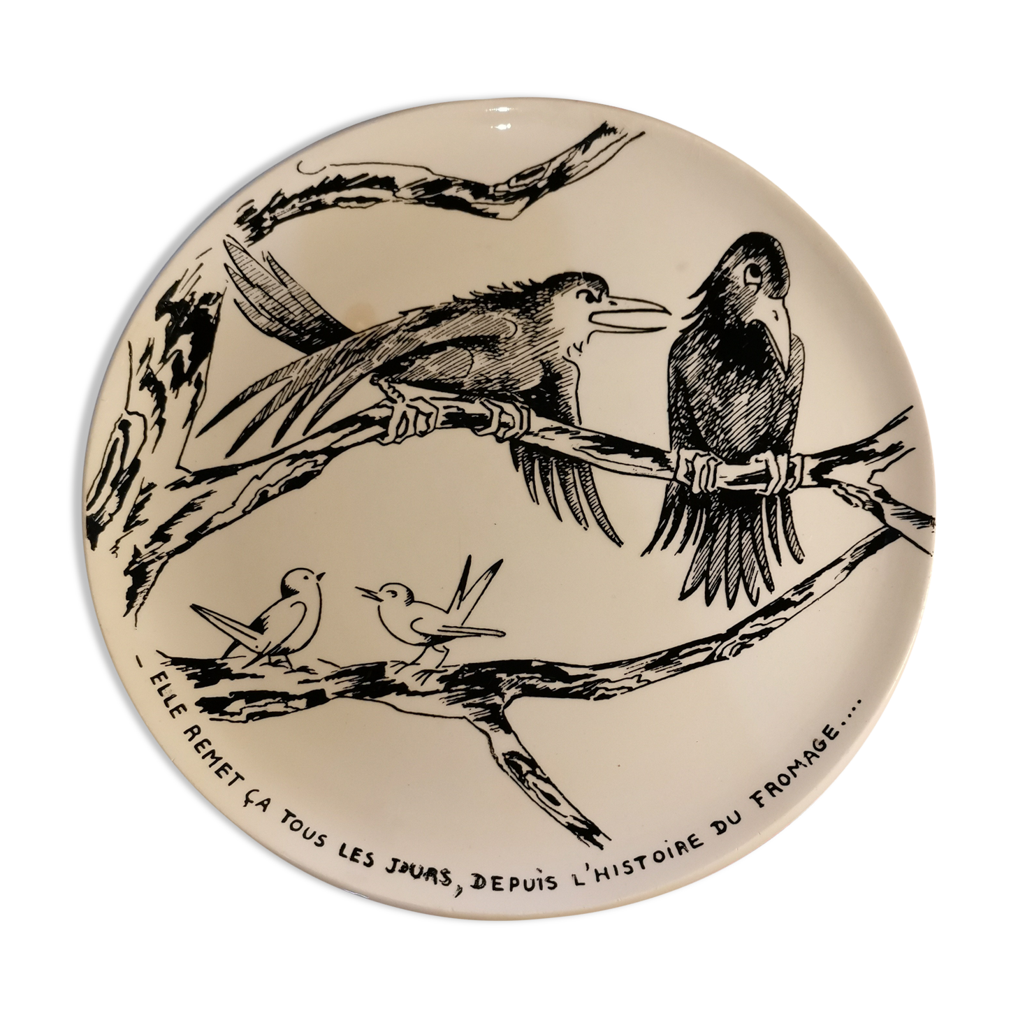 Assiette corbeau humoristique gien