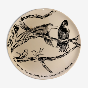Plate humorous raven Gien