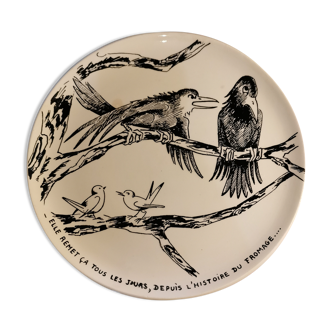 Assiette corbeau humoristique gien