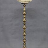 1940s Restored Brass Floor Lamp with  Glass Shade