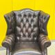 Vintage leather chesterfield wingback armchair (price is for one)