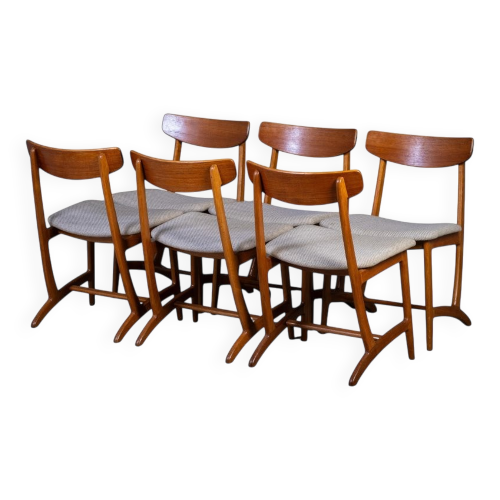 Dining Chairs in Oak and Teak, Denmark, 1960s, Set of 6