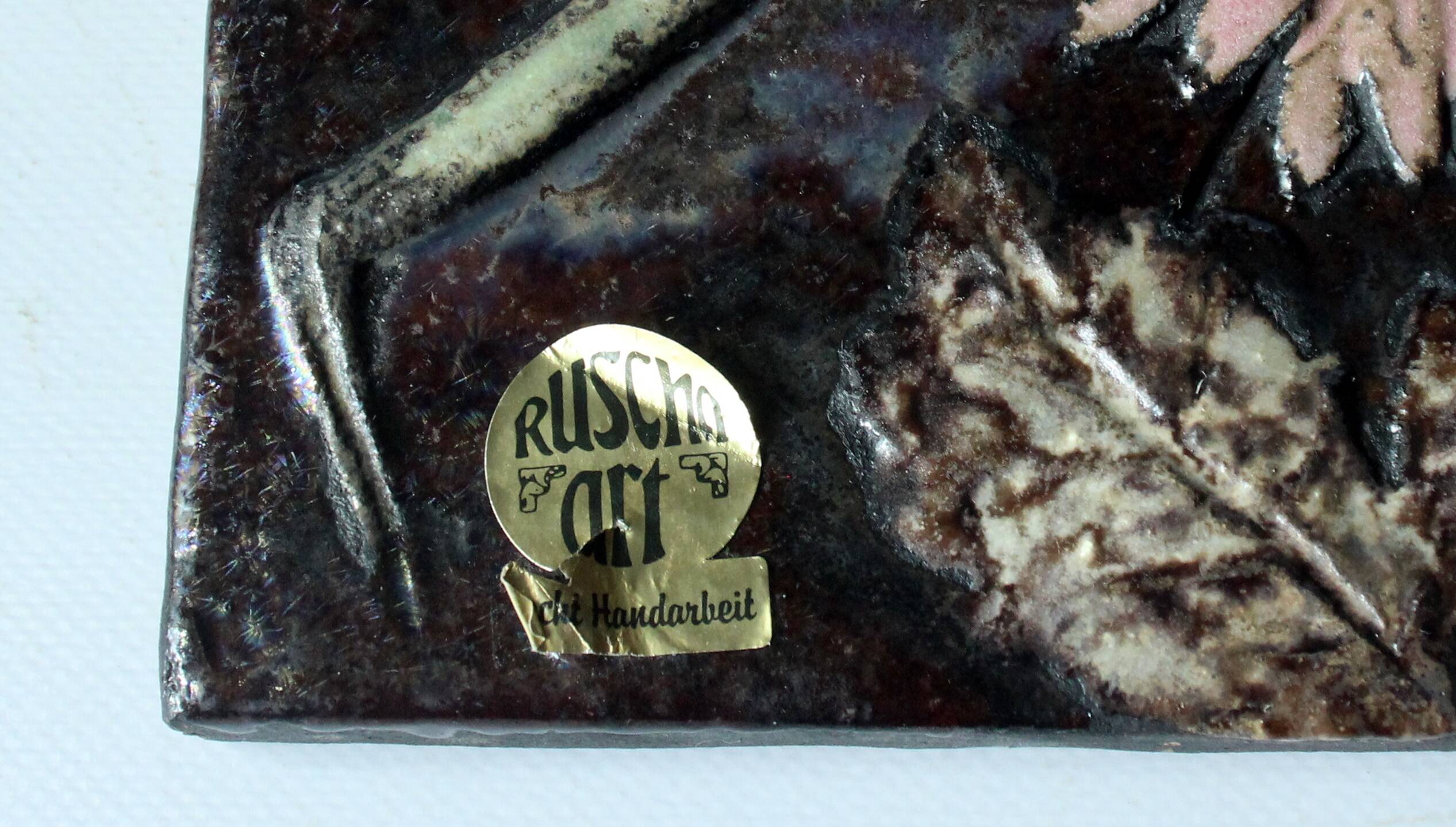 Ceramic Wall picture by Ruscha - handmade in the 70s - marked - vintage