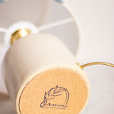 White enamelled mustard pot lamp, fern pattern