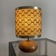 Vintage table lamp in wood magnifying glass and braided wool