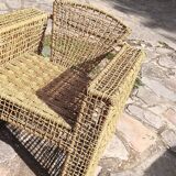 Armchair in metal and braided rope, 1980